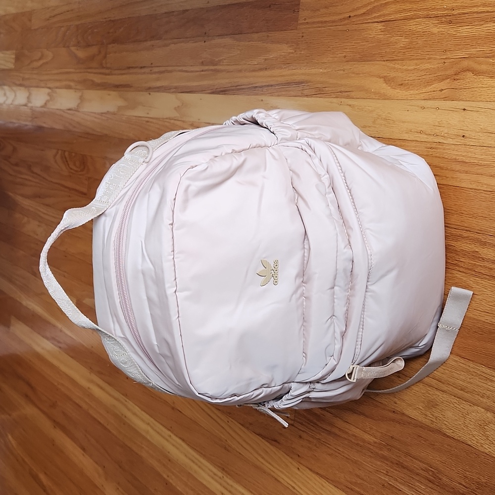 New Adidas Originals Puffer Backpack in Magic Beige
